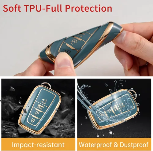 Miniatura 4 de Gematay Funda para llavero Toyota, funda para llave de automóvil para Camry RAV4 Highlander Avalon C-HR Prius Corolla GT86 2018-2022, color azul
