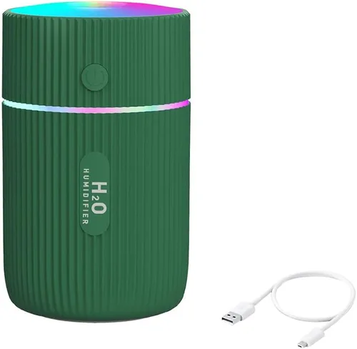 TTPP Mini humidificadores coloridos con luz nocturna LED, 7.4 fl oz, humidificador portátil ultra silencioso para el hogar, coche, dormitorio, Verde