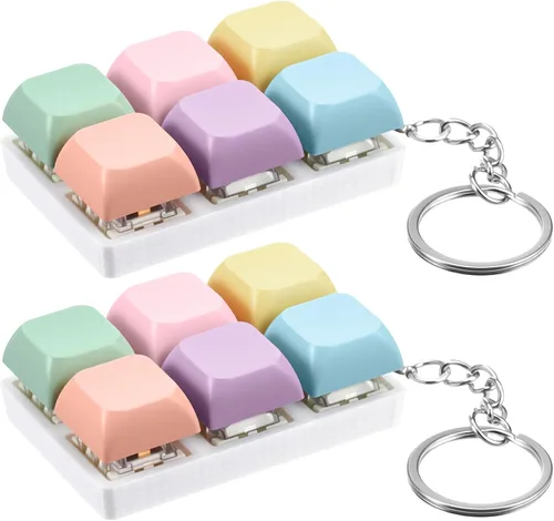 Miniatura 9 de Taiyin - Llavero de juguete con teclado clicker, juguete de descompresión con botón, llavero antiestrés, regalo para adultos para pasar el tiempo