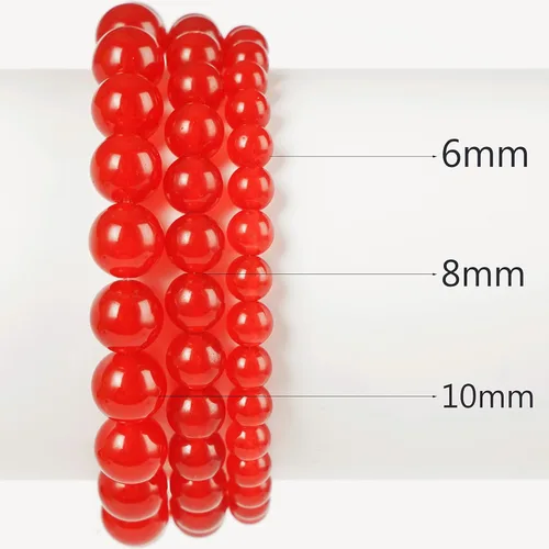 Miniatura 2 de Cuentas redondas de calcedonia roja natural de 25/64 pulgadas (25/64 pulgadas), 35 cuentas de piedras preciosas a granel para hacer joyas, pulseras