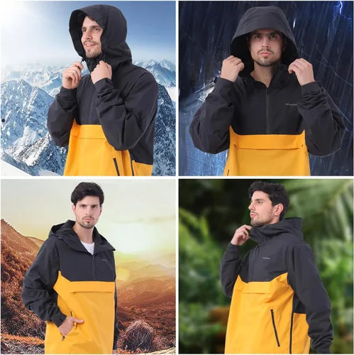 Miniatura 6 de YINGJIELIDE Chaqueta impermeable con capucha para hombre, abrigo de vela aislado a prueba de viento, sudadera con capucha Softshell cortavientos