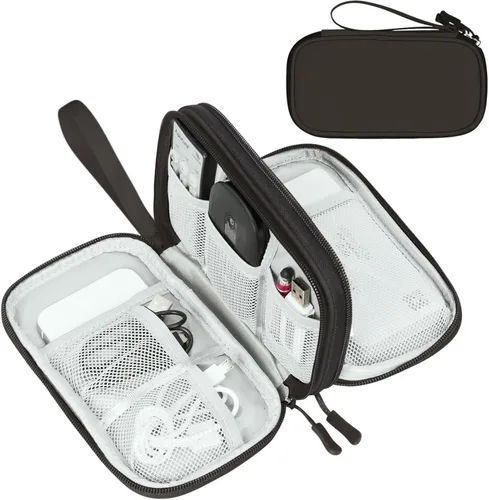 Miniatura 72 de FYY Organizador electrónico, organizador de cables de viaje, bolsa de transporte para accesorios electrónicos, portátil, impermeable, doble capa