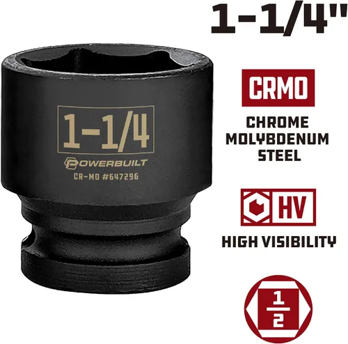 Miniatura 2 de Powerbuilt 647296 - Toma de impacto de 6 puntos de 1/2 pulgada x 1-1/4 pulgadas