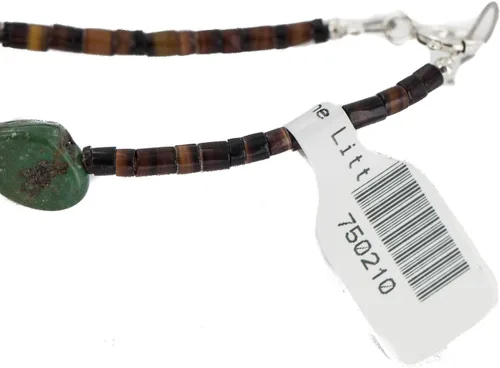 Miniatura 5 de $340Tag Collar Nativo Americano de Plata Navajo Turquesa Natural 750210 Hecho por Loma Siiva, Metal Piedra, turquesa estabilizada
