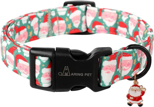 Miniatura 43 de Aring Pet Collar navideño para perro, lindo, ajustable, de algodón, para cachorros, perros pequeños, medianos y grandes, con copos de nieve, rojo Z