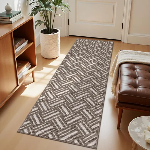 Miniatura 33 de U'Artlines Alfombra de pasillo larga para pasillo de 2 x 8 pies, antideslizante, alfombra de piso de cocina, patrón geométrico beige, lavable a