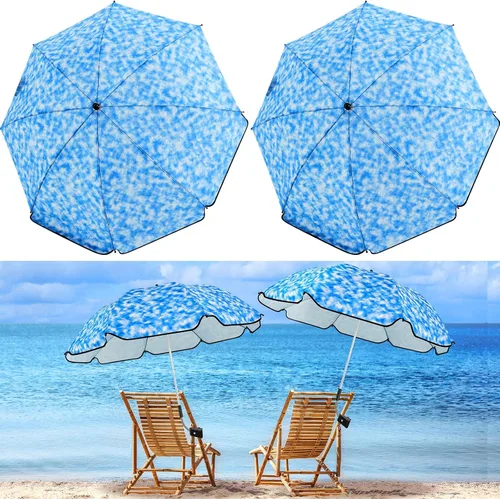 Miniatura 20 de Buryeah Paraguas automático para silla con abrazadera universal de 44 pulgadas, UPF 50+, abrazadera portátil en silla de playa, sombrilla ajustable