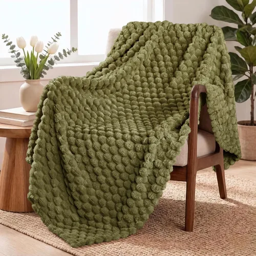 Miniatura 18 de Exclusivo Mezcla - Manta de vellón extragrande, 50 x 70 pulgadas, elegante, tela jacquard suave, mullida, acogedora y ligera, para invierno