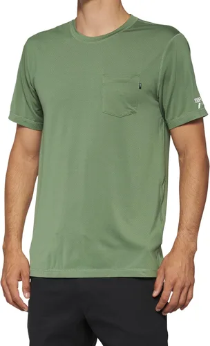 100% Mission Athletic - Camiseta de manga corta, color verde oliva, talla M