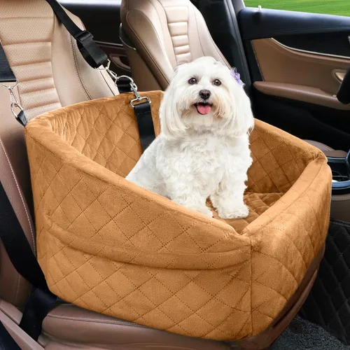 Miniatura 16 de NEEZUKAR Asiento de automóvil para perros pequeños, asiento elevador desmontable y lavable para perros de menos de 30 libras, asiento de automóvil