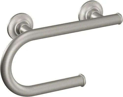 Miniatura 2 de Moen Barras de agarre de seguridad para baño de níquel cepillado con soporte para papel higiénico (LR2352DBN) y agarre rizado (R8712D3GBN)