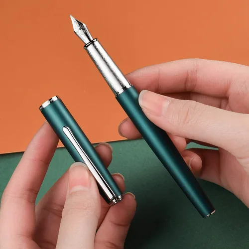 Miniatura 4 de Hongdian 920 - Pluma estilográfica de punta extrafina, color verde elegante con clip plateado