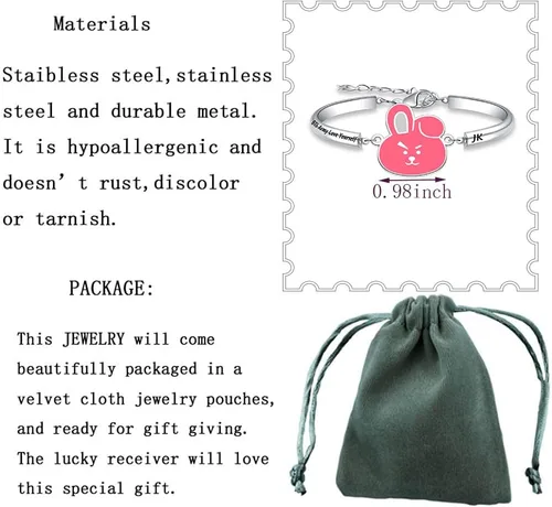 Miniatura 2 de Love Yourself Pulsera Kpop Star Charm Pulsera de doble bucle regalo inspirador para amantes de la música, regalo de joyería para niñas fanáticos