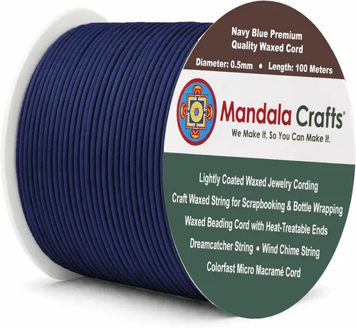 Miniatura 93 de Cuerda Mandala Crafts 0.03 pulgadas 109 yardas para hacer joyería, artesanía, macramé, cuerda de algodón encerado Negro