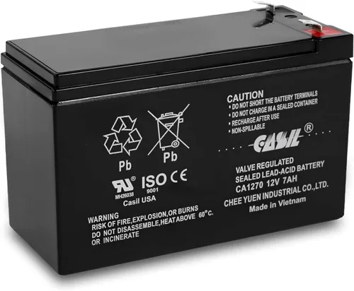 Casil Batería recargable de 12V 7AH reemplaza FAS1075, batería de alarmas contra incendios de 12 voltios 7 amperios