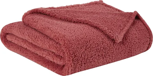 Miniatura 3 de Brooklyn Loom Marshmallow Sherpa Dusty Rose Twin XL Manta 100% microfibra de poliéster, temática casual sólida, ropa de cama para adultos, Rosa