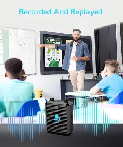 Miniatura 4 de SHIDU Amplificador de voz de 18 W para profesor con micrófono inalámbrico, altavoz Bluetooth portátil y megáfono, sistema amplificador de potencia
