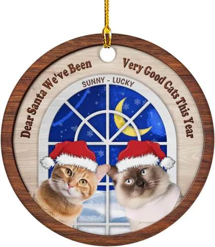 Miniatura 21 de Meowy Catmas - Divertido sombrero de Papá Noel con foto de gato, adorno de Navidad personalizado, regalos para gato, mamá, papá, lindo árbol