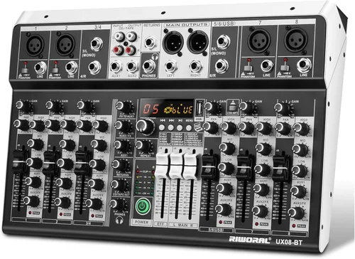 Miniatura 7 de Mezclador de audio de 4 canales con efectos 88 DSP, mesa de mezclas, interfaz USB, Bluetooth, reproductor de música + alimentación fantasma de línea