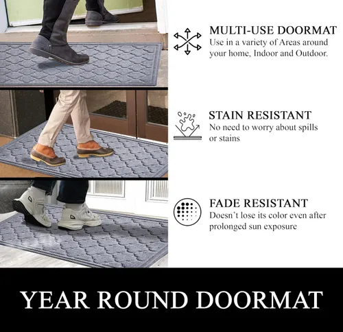 Miniatura 2 de A1HC - Tapete de puerta multiusos duradero, para interiores y exteriores, fácil de limpiar, impermeable, para todo tipo de clima, patio, garaje