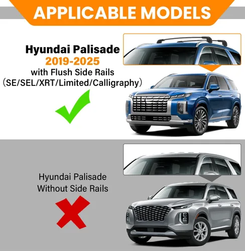 Miniatura 2 de Barras transversales para techo de 136 kg compatibles con Hyundai Palisade 2019-2025 SE SEL XRT Limited Calligraphy, portaequipajes con cerradura