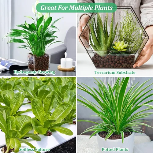 Miniatura 7 de Riare 6 LBS de piedras de arcilla expandida orgánicas - Bolas de leca natural de 4mm-16mm, guijarros de arcilla hidropónicos livianos para plantas