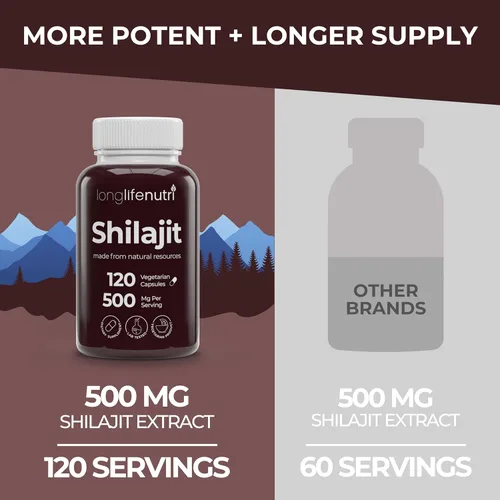 Miniatura 3 de Shilajit Extracto puro del Himalaya de 500 mg con 15% de ácido fúlvico 500 mg – 120 cápsulas vegetarianas, suministro para 4 meses, suplemento