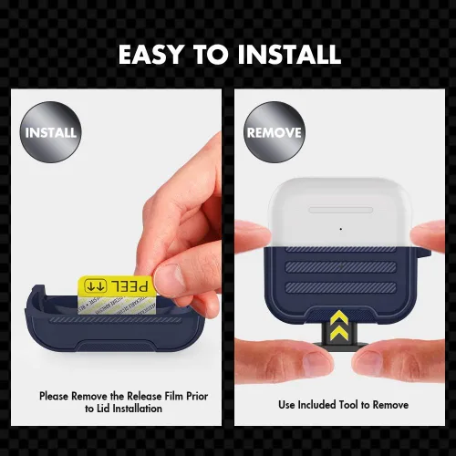 Miniatura 5 de AhaStyle AirPods Pro Funda rígida resistente a prueba de golpes compatible con Apple AirPods Pro 2019 (azul oscuro)