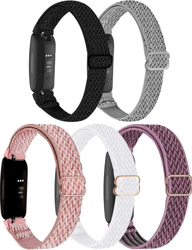 Miniatura 8 de Paquete de 5 bandas elásticas de nailon compatibles con Fitbit Inspire 3/Inspire 2/Inspire HR/Inspire, correa deportiva de repuesto ajustable