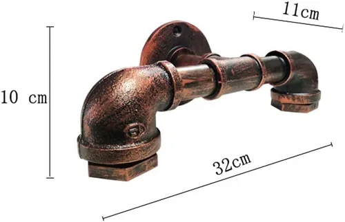 Miniatura 5 de Lámpara de pared de tubo de agua de 2 luces, estilo retro, industrial, para montaje en pared, lámpara de pared de metal Steampunk, estilo vintage