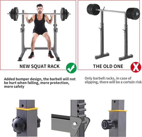 Miniatura 2 de Rack ajustable para sentadillas, rack multifuncional para barras para levantamiento de pesas y entrenamiento de fitness en gimnasio casero, prensa