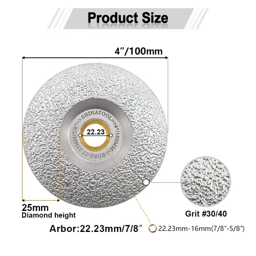 Miniatura 3 de SHDIATOOL Muela abrasiva de diamante de 4 pulgadas para granito mármol hierro acero albañilería taza disco de pulido encaja 7/8 pulgadas eje