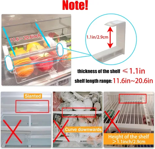 Miniatura 5 de URALFA Organizador de cajones para refrigerador, cajones ajustables para frutas y verduras, extraíble con asa, caja de almacenamiento de soporte