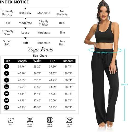 Miniatura 5 de DIBAOLONG Pantalones de yoga para mujer, pierna ancha, cómodos, con cordón, holgados, largos, palazzo, pantalones de entrenamiento con bolsillos
