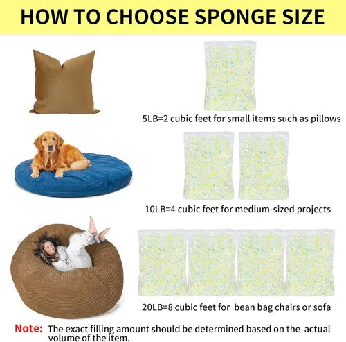 Miniatura 6 de Jecqbor Relleno de espuma viscoelástica triturada de 5 libras para silla puf, relleno premium para puf, relleno de espuma viscoelástica de alta