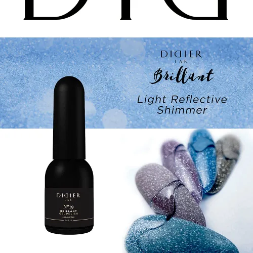 Miniatura 4 de DIDIER LAB Esmalte de gel Brillant No 19 – Esmalte de uñas profesional de manicura y pedicura con tono platino brillante – Brillo reflectante