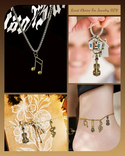 Miniatura 6 de JIALEEY Dijes de música multiestilo para instrumentos musicales, notas, símbolos, colgantes para collares, pulseras, aretes, fabricación de joyas