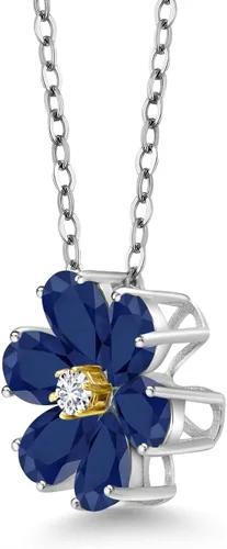 Miniatura 24 de Gem Stone King Collar de plata de ley 925 y oro amarillo de 10 quilates con piedra natal y diamantes cultivados en laboratorio, forma de pera