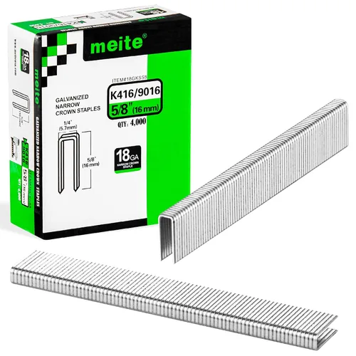 Miniatura 8 de meite Grapas de corona estrecha de calibre 18 de 1/4 de pulgada, grapas de tapicería galvanizadas resistentes de 1 pulgada de longitud