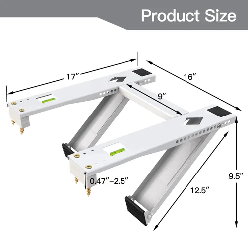Miniatura 6 de Soporte de aire acondicionado de ventana de doble brazo, resistente de 200 libras, para unidades de 5000-22000 BTU, unidades de montaje universal
