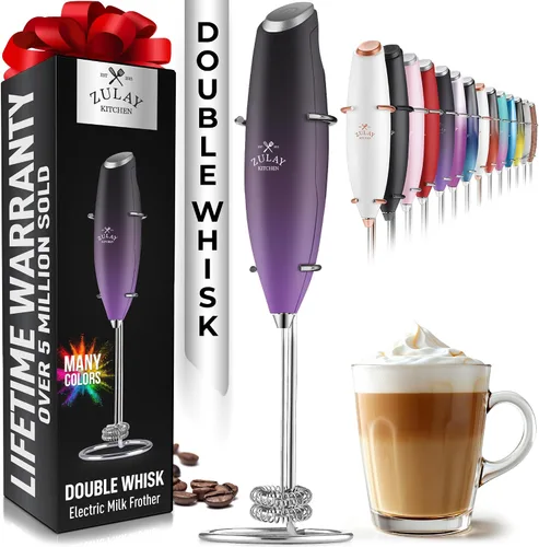 Miniatura 280 de Zulay Milk Boss Espumador de leche potente manual, hace espuma para latte, batidor para mezclar bebidas, café, miniespumador para capuchino, frappé