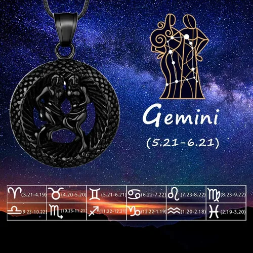Miniatura 6 de Hipunk Collar de 12 constelaciones, signo de estrella del zodiaco, colgante de horóscopo, acero inoxidable 316L, regalo de cumpleaños para hombres