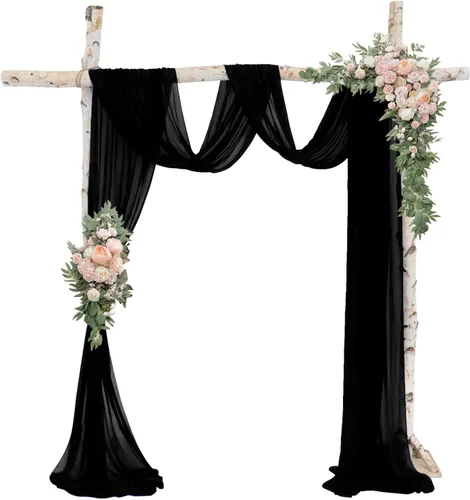 Miniatura 8 de Tela de Drapeado de Arco Burdeos Gasa Cortinas de Arco de Boda Vino 2 Paneles 18 pies Cortinas Transparentes para Drapeado de Techo de Boda Cortinas