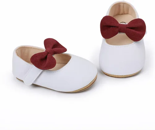 Miniatura 4 de Uineky Zapatos de vestir para bebés y niñas recién nacidas, zapatos planos estilo Mary Jane, antideslizantes, ligeros, suela suave, zapatos de boda