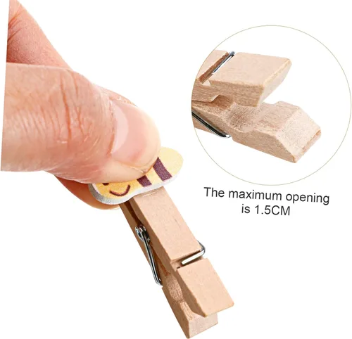 Miniatura 3 de ABOOFAN 40 piezas de gancho resistente decoración de madera mini pinzas para la ropa de belén artesanía foto mini clip foto papel pinzas de madera