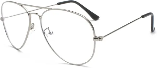 Miniatura 15 de EYLRIM Gafas de aviador con luz azul para mujeres y hombres, lentes transparentes para computadora con marco piloto de metal