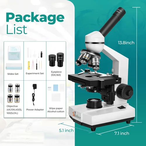 Miniatura 4 de Sinher Microscopios monoculares compuestos de ciencia profesional XSP-104 40X-1600X para adultos estudiantes niños 8-12, con diapositivas