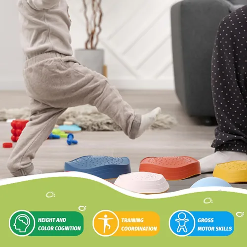 Miniatura 5 de 5 piedras de equilibrio vibrantes y temáticas naturales para fomentar el equilibrio de los niños pequeños y las habilidades motoras gruesas