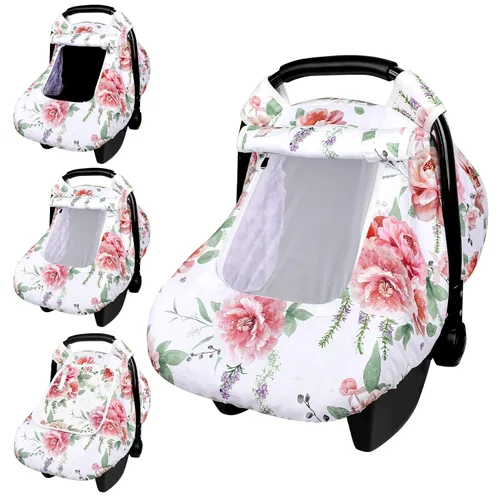 Miniatura 15 de Pea Pod Funda de Asiento de Automóvil para Bebé Niñas, Fundas de Asiento de Automóvil Infantil Arcoíris con Capota para Recién Nacidos, 2 Capas