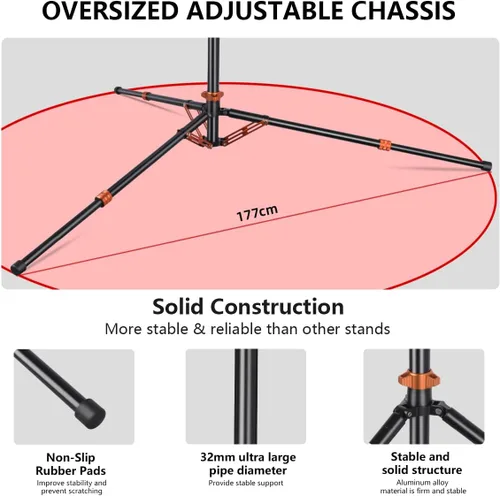 Miniatura 9 de Soporte de luz para fotografía con amortiguación de aire, 9 pies/9.0 ft de aluminio ajustable resistente trípode de estudio resistente trípode